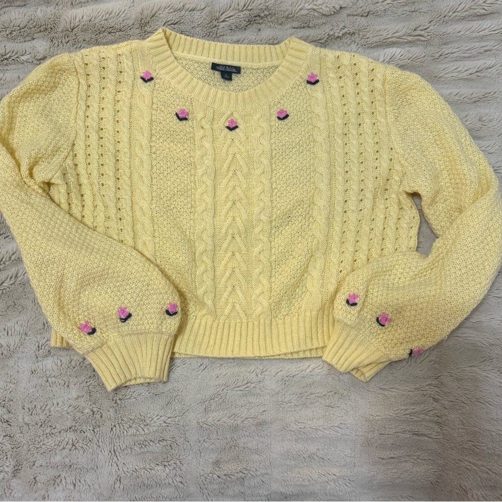 Wild Fable Yellow Sweater with Pink Details